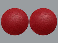 This is a red round Tablet imprinted with nothing on the front, nothing on the back, and is manufactured by ME PHARM.