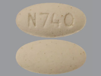 This is a Tablet imprinted with N 740 on the front, nothing on the back.