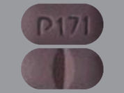 Colchicine: This is a Tablet imprinted with p171 on the front, nothing on the back.