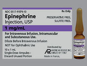 Epinephrine: Esto es un Ampul imprimido con nada en la parte delantera, nada en la parte posterior, y es fabricado por None.