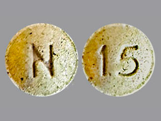 This is a Tablet imprinted with N on the front, 15 on the back.