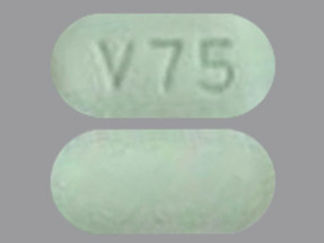 This is a Tablet imprinted with V75 on the front, nothing on the back.