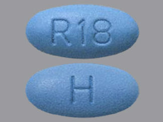 This is a Tablet Er 12 Hr imprinted with R18 on the front, H on the back.