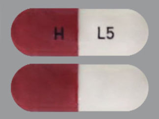 Esto es un Cápsula imprimido con H en la parte delantera, L5 en la parte posterior, y es fabricado por None.