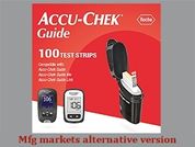 Accu-Chek Guide Test Strip: Esto es un Tira imprimido con nada en la parte delantera, nada en la parte posterior, y es fabricado por None.