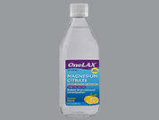 Onelax Magnesium Citrate: Esto es un Solución Oral imprimido con nada en la parte delantera, nada en la parte posterior, y es fabricado por None.