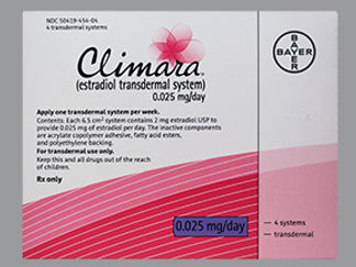 This is a Patch Transdermal Weekly imprinted with Climara  (estradiol)  0.025mg/day on the front, nothing on the back.