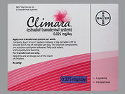 Climara: This is a Patch Transdermal Weekly imprinted with Climara  (estradiol)  0.025mg/day on the front, nothing on the back.