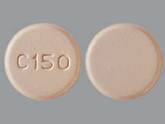 This is a peach round Tablet Disintegrating imprinted with C150 on the front, nothing on the back, and is manufactured by MYLAN.