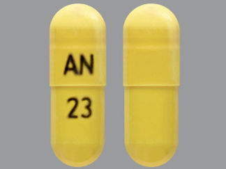 This is a Capsule imprinted with AN on the front, 23 on the back.