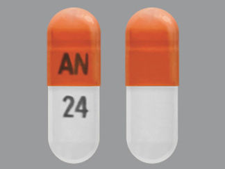 This is a Capsule imprinted with AN on the front, 24 on the back.