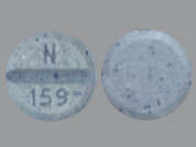 Clorazepate Dipotassium: This is a blue round Tablet imprinted with N  159 on the front, nothing on the back, and is manufactured by NOVITIUM/ANI PH.