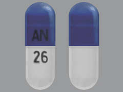 This is a Capsule imprinted with AN on the front, 26 on the back.