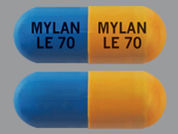 Lisdexamfetamine Dimesylate: This is a Capsule imprinted with MYLAN  LE 70 on the front, MYLAN  LE 70 on the back.