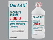 Onelax Docusate Sodium: This is a Liquid imprinted with nothing on the front, nothing on the back.