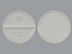 This is a white round Tablet imprinted with N  202 on the front, nothing on the back, and is manufactured by MARLEX PHARM..