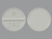 Digoxin: This is a Tablet imprinted with N  202 on the front, nothing on the back.