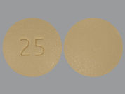 Eplerenone: This is a Tablet imprinted with 25 on the front, nothing on the back.