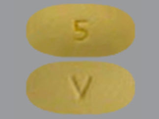 This is a Tablet imprinted with 5 on the front, V on the back.