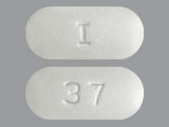 This is a white oblong Tablet imprinted with I on the front, 37 on the back, and is manufactured by QUALLENT PHARMA.