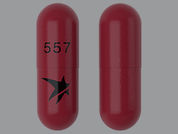 Cresemba: This is a Capsule imprinted with 557 on the front, logo on the back.
