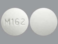 This is a Tablet Chewable imprinted with M162 on the front, nothing on the back.