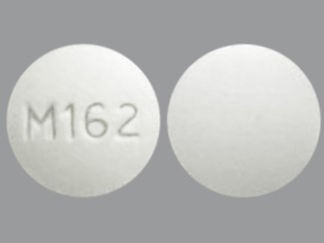 This is a Tablet Chewable imprinted with M162 on the front, nothing on the back.