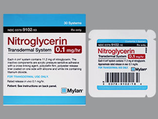 Esto es un Parche Transdérmico 24 Horas imprimido con Nitroglycerin  0.1 mg/hr en la parte delantera, nada en la parte posterior, y es fabricado por None.