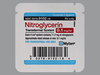 Esto es un Parche Transdérmico 24 Horas imprimido con Nitroglycerin  0.1 mg/hr en la parte delantera, nada en la parte posterior, y es fabricado por None.