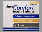 Sure Comfort: This is a Syringe Empty Disposable imprinted with nothing on the front, nothing on the back.