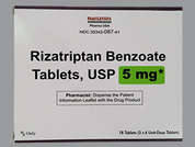 Rizatriptan: This is a pale pink oblong Tablet imprinted with CL 33 on the front, nothing on the back, and is manufactured by MACLEODS PHARMA.