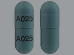 This is a green oblong Capsule Er Triphasic 24hr imprinted with A025 on the front, A025 on the back, and is manufactured by TEVA PHARM.