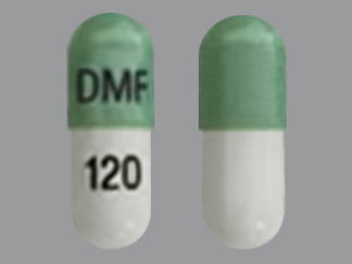 This is a Capsule Dr imprinted with DMF on the front, 120 on the back.