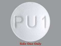 This is a white round Tablet imprinted with M on the front, PU1 on the back, and is manufactured by MYLAN.