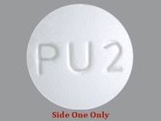 Pitavastatin Calcium: This is a Tablet imprinted with M on the front, PU2 on the back.