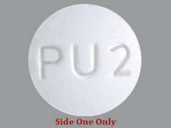 This is a white round Tablet imprinted with M on the front, PU2 on the back, and is manufactured by MYLAN.