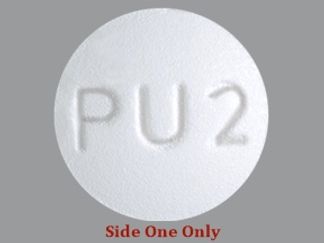 This is a Tablet imprinted with M on the front, PU2 on the back.