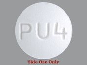 Pitavastatin Calcium: This is a Tablet imprinted with M on the front, PU4 on the back.