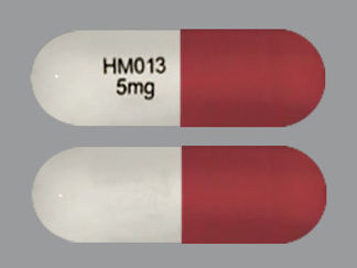 This is a Capsule imprinted with HM013  5mg on the front, nothing on the back.