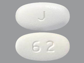 This is a Tablet imprinted with J on the front, 62 on the back.