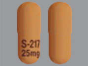 Zurzuvae: This is a light orange oblong Capsule imprinted with S-217  25mg on the front, nothing on the back, and is manufactured by BIOGEN-IDEC.