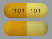 Nitrofurantoin Mono-Macro: Esto es un Cápsula imprimido con 101 en la parte delantera, 101 en la parte posterior, y es fabricado por None.