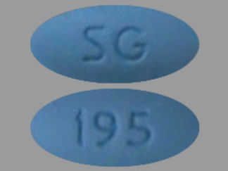 This is a Tablet imprinted with SG on the front, 195 on the back.