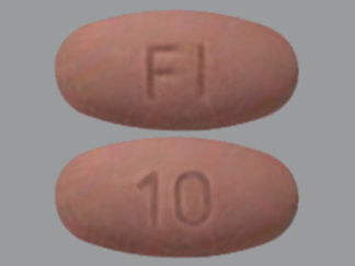 This is a Tablet imprinted with FI on the front, 10 on the back.