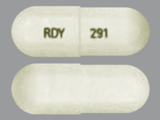 This is a Capsule imprinted with RDY on the front, 291 on the back.