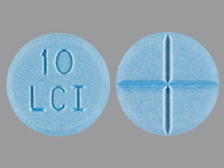 Esto es un Tableta imprimido con 10  LCI en la parte delantera, nada en la parte posterior, y es fabricado por None.