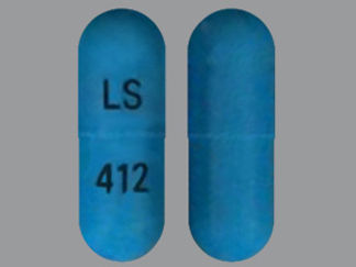 This is a Capsule imprinted with LS on the front, 412 on the back.
