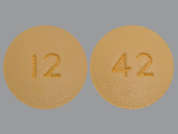 Sitagliptin: This is a beige round Tablet imprinted with 12 on the front, 42 on the back, and is manufactured by ZYDUS PHARMACEU.