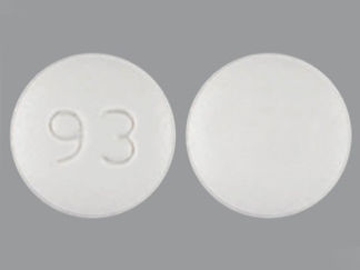 This is a Tablet imprinted with 93 on the front, nothing on the back.