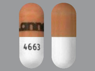 This is a Capsule imprinted with Lannett on the front, 4663 on the back.